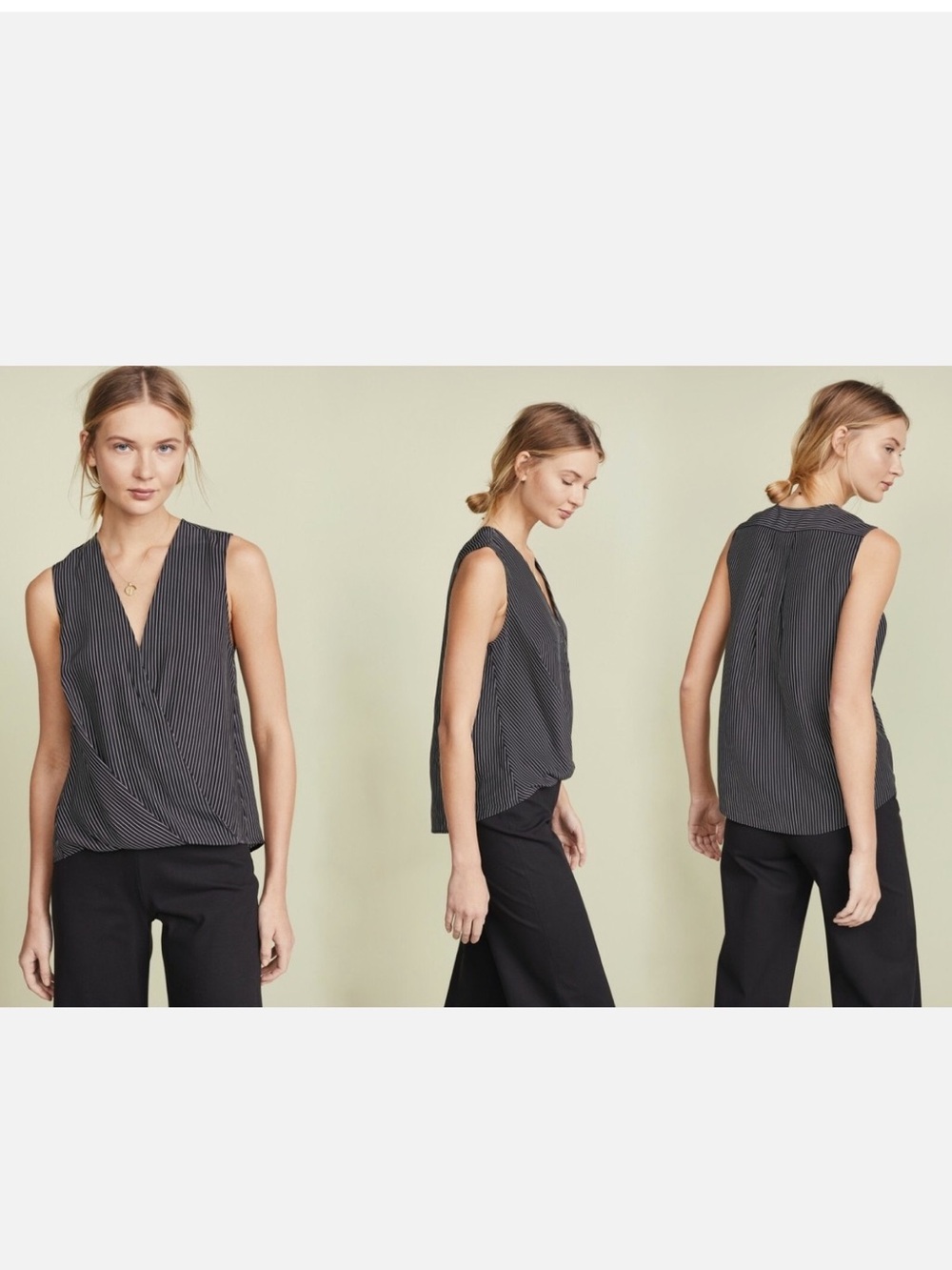 RAG & BONE VICTOR SLEEVELESS 100% SILK BLACK WHITE STRIP BLOUSE.size M. NWOT